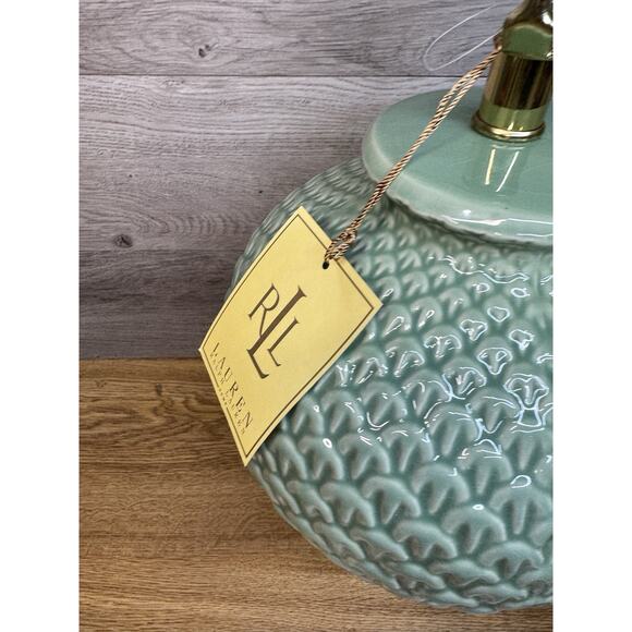 Ralph Lauren Green Pineapple Lamp 26” Shade Ceramic & Wood Base~New with Tag - Picture 6 of 12